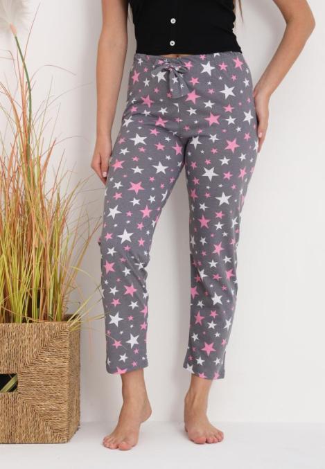 Pantaloni de Pijama Dama ,Culoare Gri cu Roz,Engros